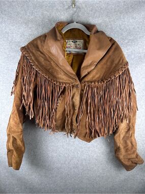 Fringed Suede Leather Jacket in Brown by FMC “RangeWear”